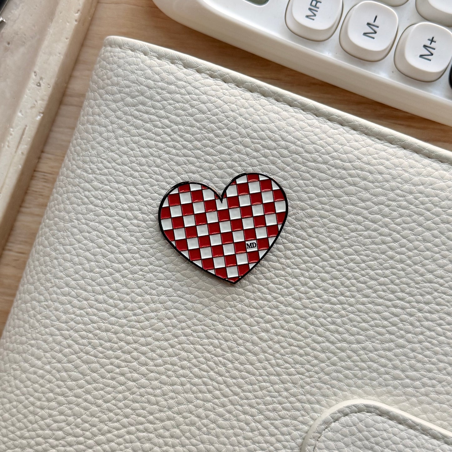 Coffee Cherry | Checkered Heart | Magnetic Binder Pin