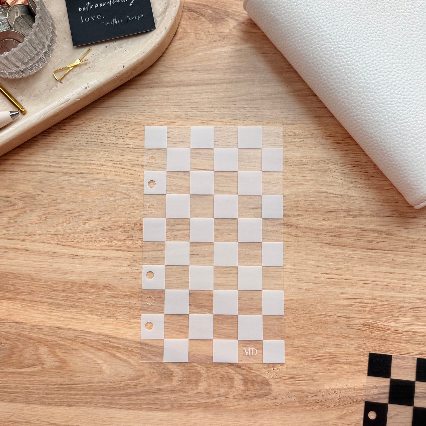 Checkered Vibes Dashboard | White
