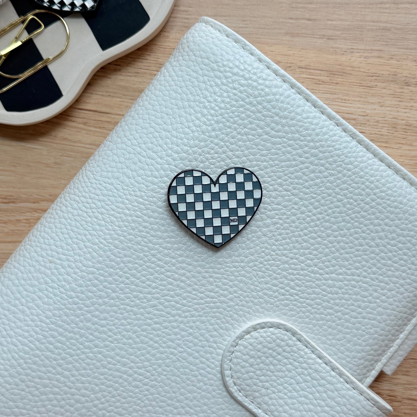 Smoke + Mirrors | Checkered Heart | Magnetic Binder Pin