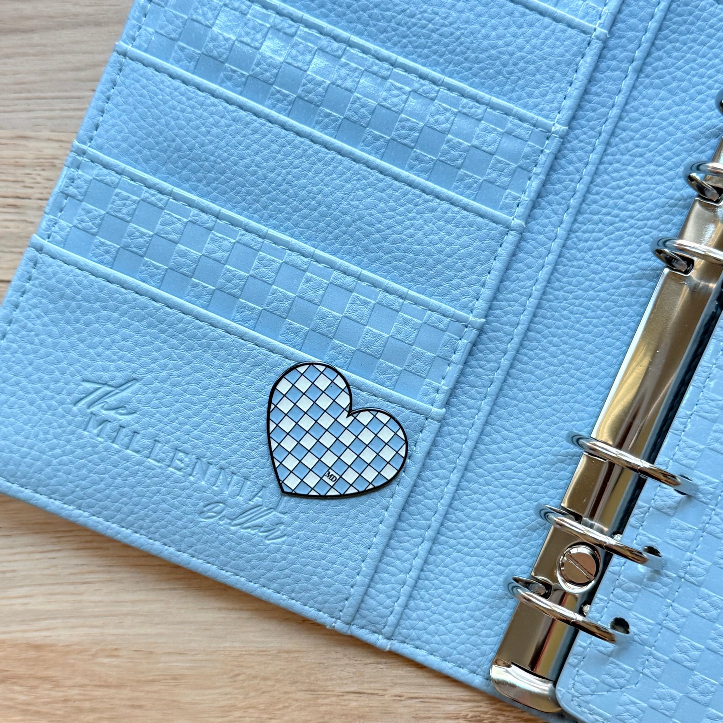 Bluebell Spritz| Checkered Heart | Magnetic Binder Pin