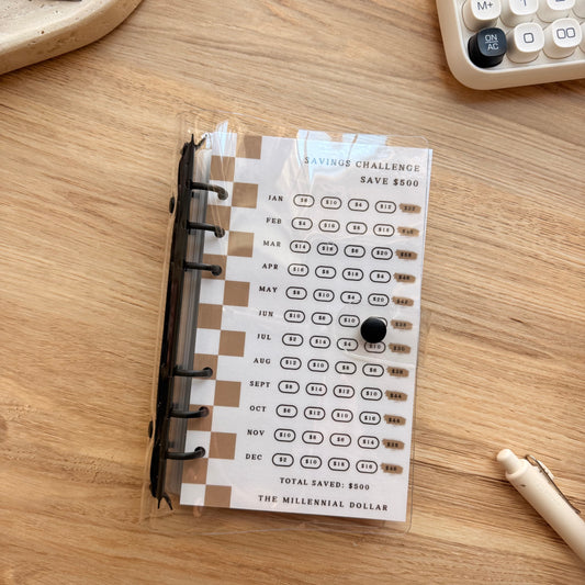 Yearly/Monthly $500 Savings Challenge Binder Bundle | Latte