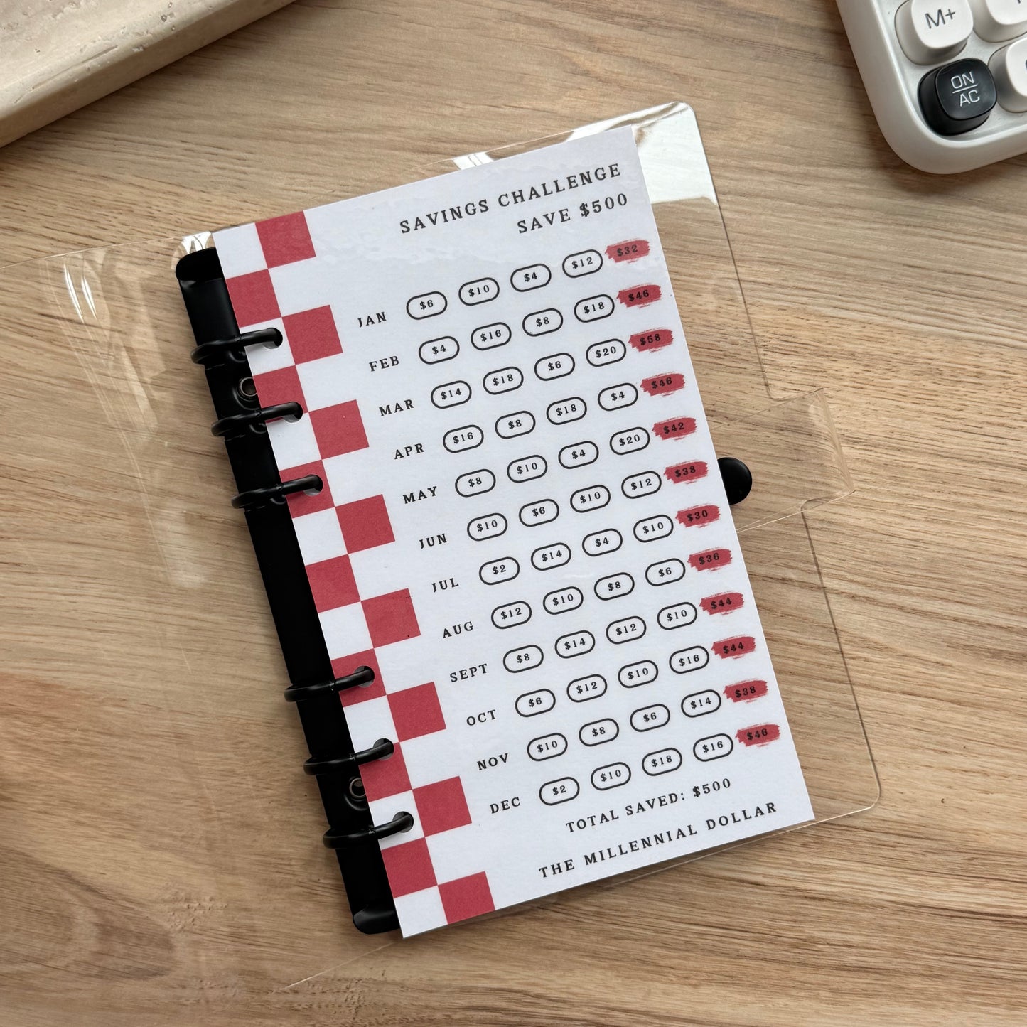 Yearly/Monthly $500 Savings Challenge Binder Bundle | Coffee Cherry