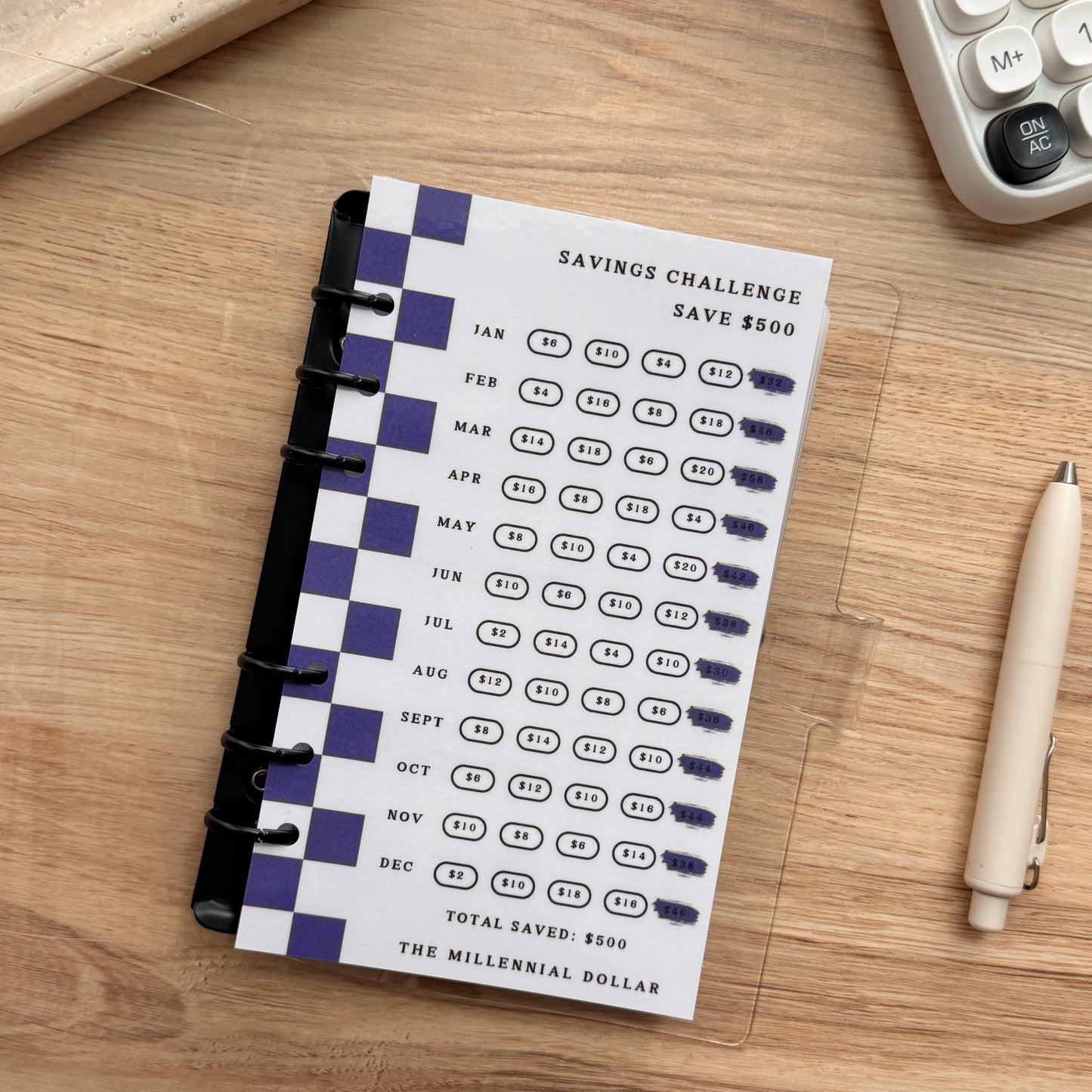 Yearly/Monthly $500 Savings Challenge Binder Bundle | Purple Haze