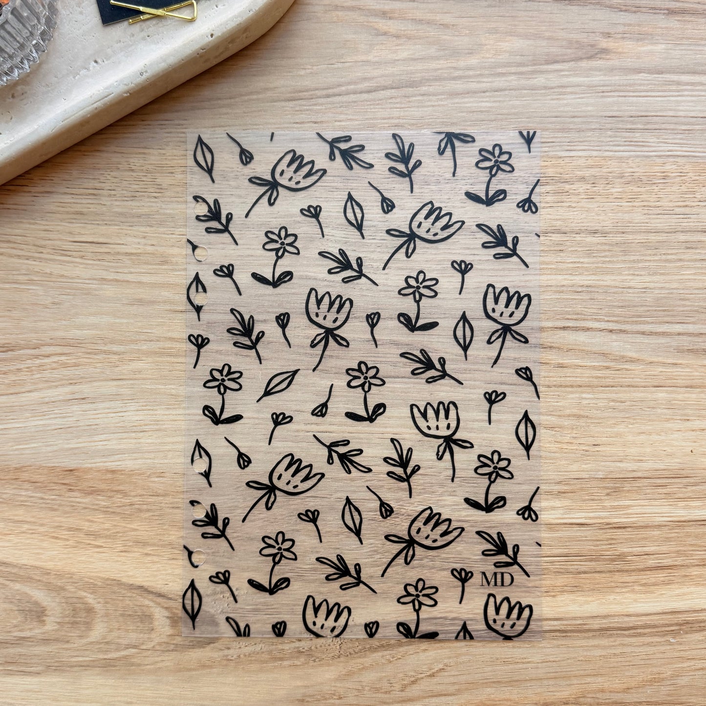 Frosted Floral Dashboard | Black