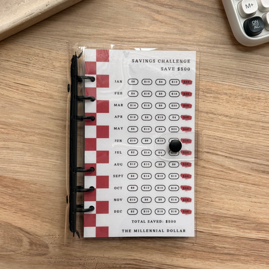 Yearly/Monthly $500 Savings Challenge Binder Bundle | Coffee Cherry