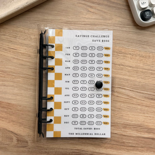 Yearly/Monthly $500 Savings Challenge Binder Bundle | Cappuccino
