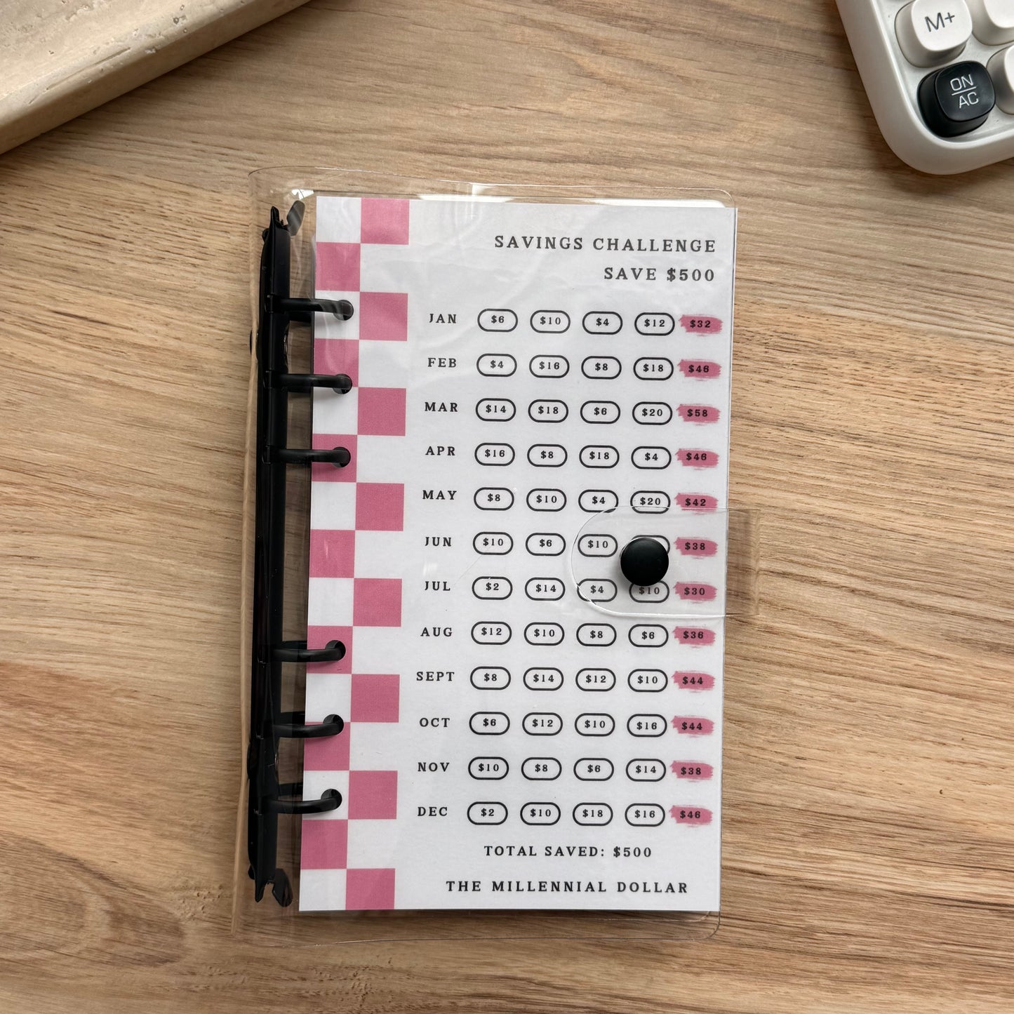 Yearly/Monthly $500 Savings Challenge Binder Bundle | Strawberry Açaí