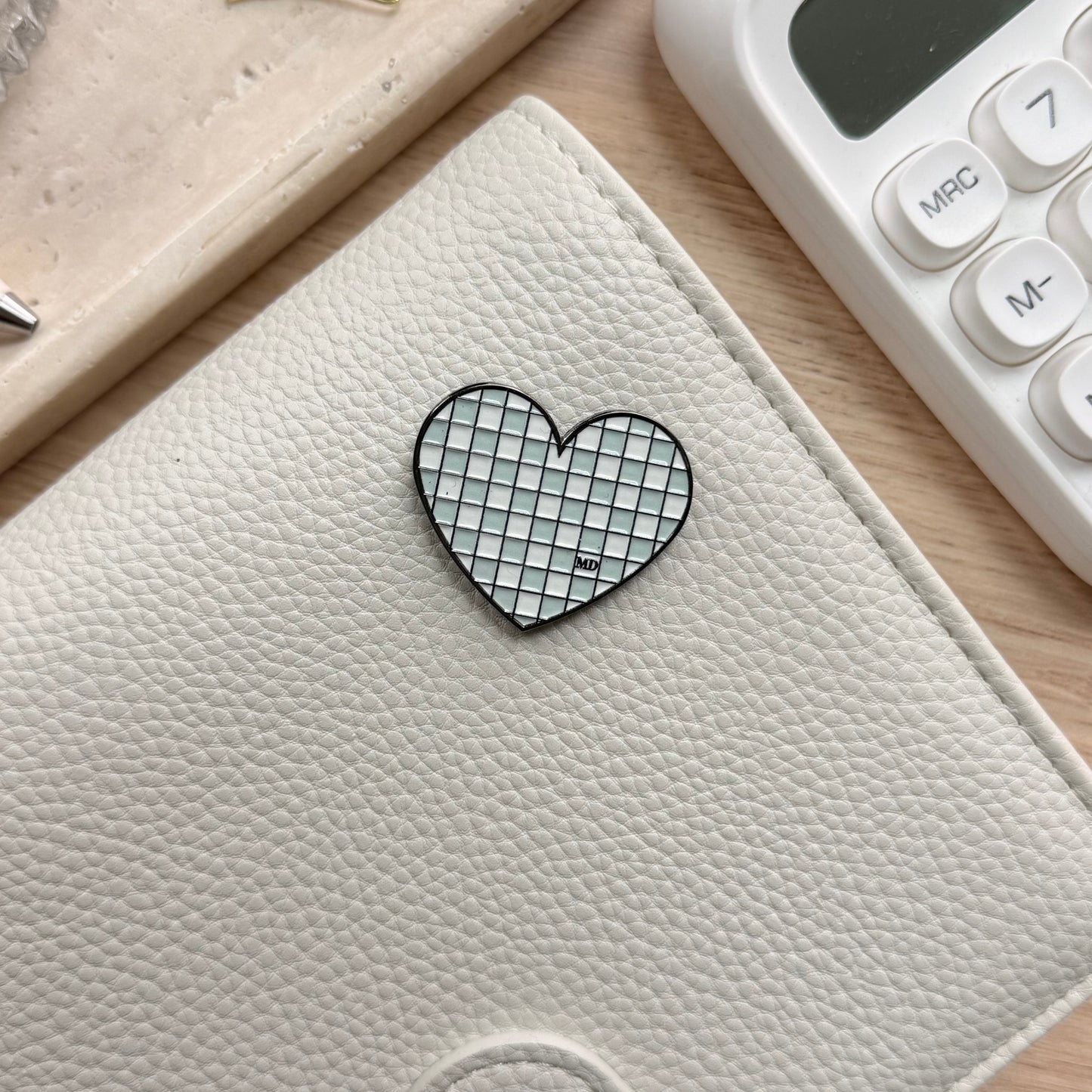 Light Blue | Checkered Heart | Magnetic Binder Pin