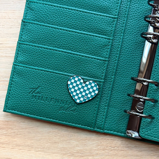 Emerald Elixir | Checkered Heart | Magnetic Binder Pin