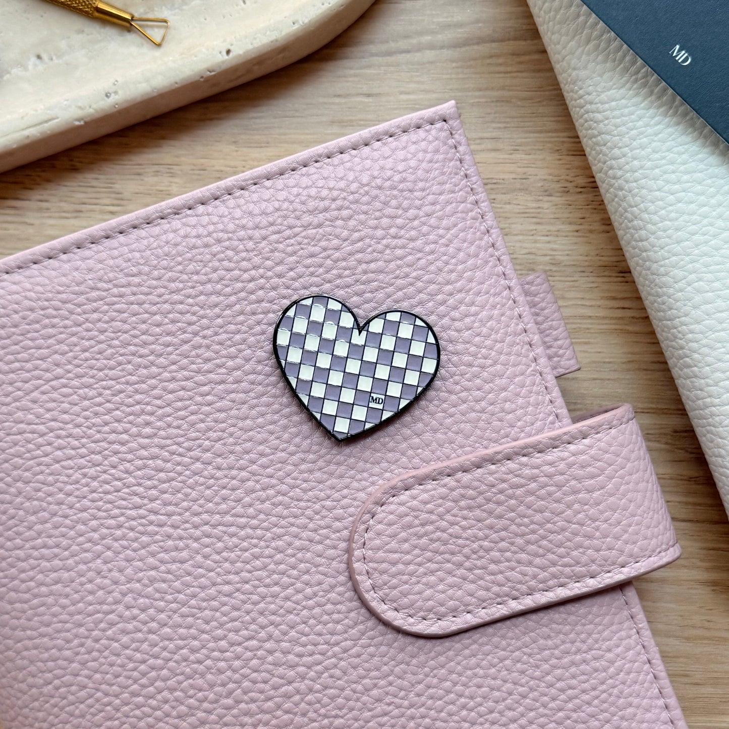 Lilac Lemon Drop | Checkered Heart | Magnetic Binder Pin