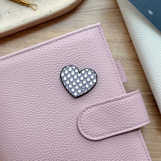 Lilac Lemon Drop | Checkered Heart | Magnetic Binder Pin