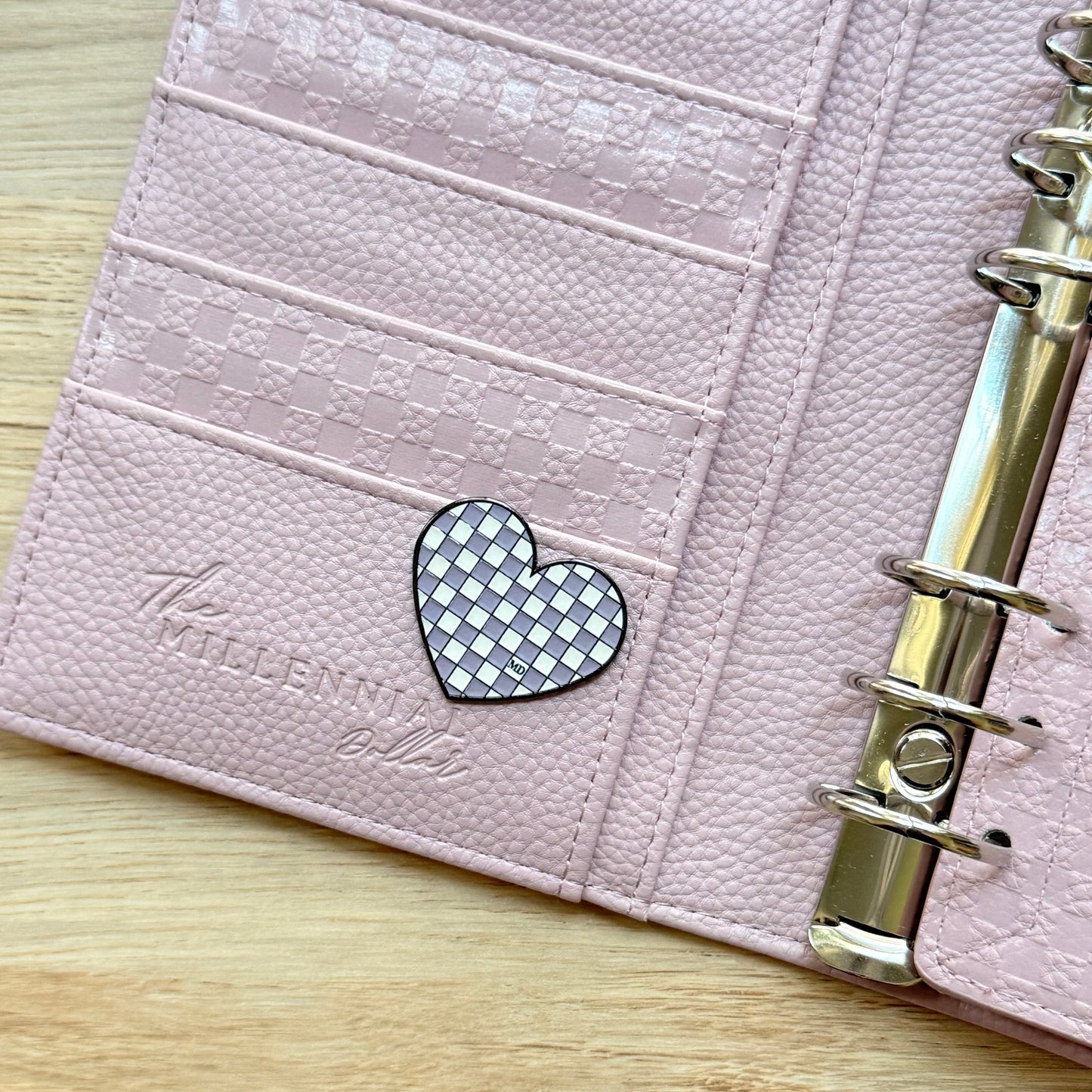 Lilac Lemon Drop | Checkered Heart | Magnetic Binder Pin